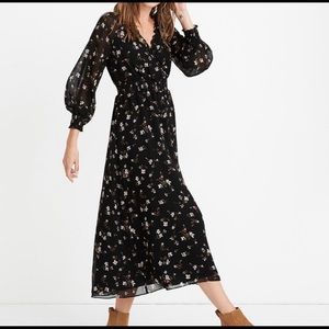 Madewell- Black floral midi